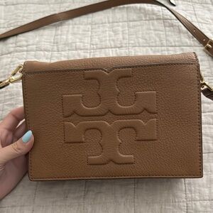Tory Burch Brown Leather Crossbody Bag with Minimalist Design